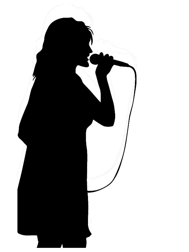 Zwarte wit afbeelding van een vrouwlijke zangeres